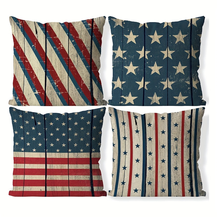 

4pcs Wood Patriotic Printed Cushion 16x16/18x18// (no )