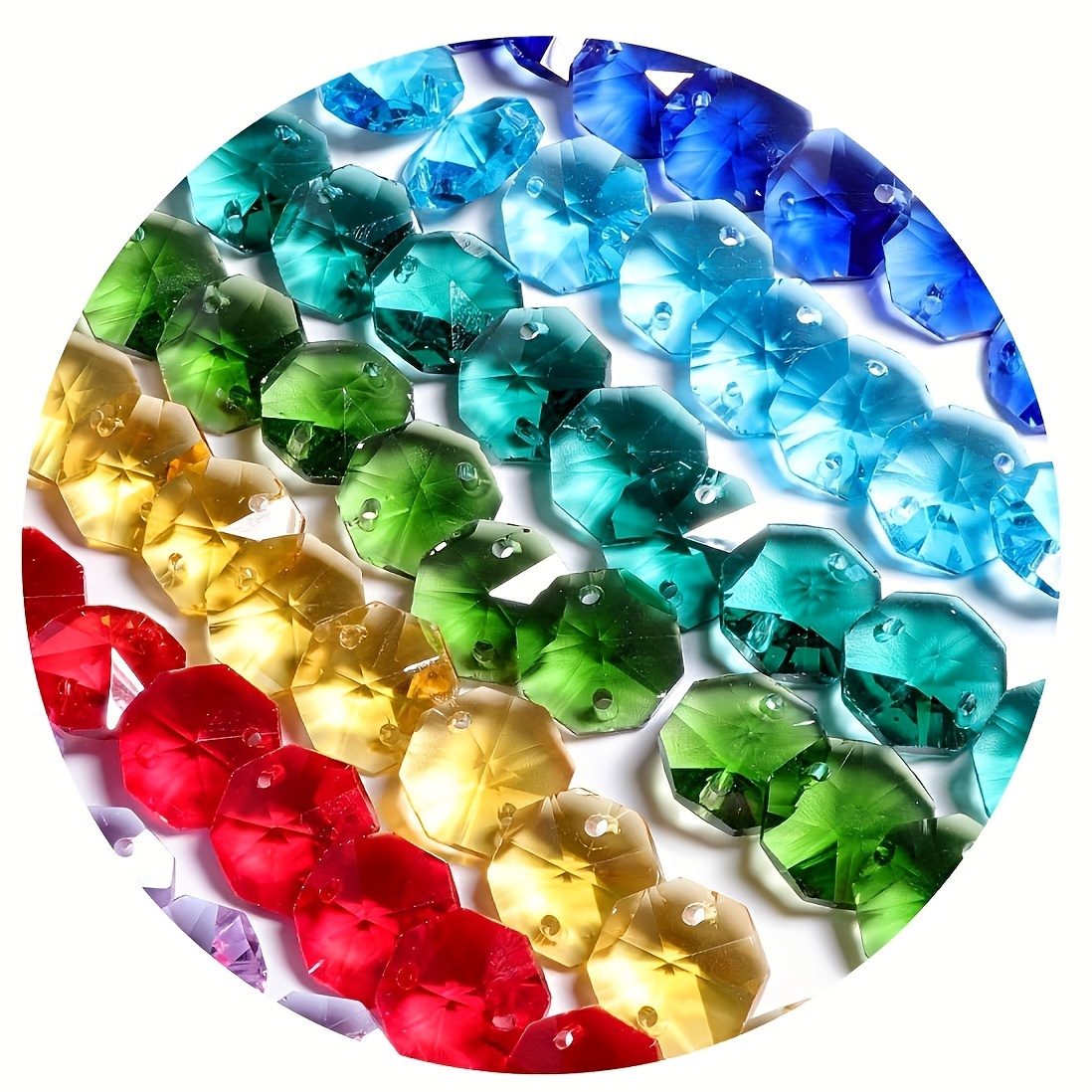 

14mm Colored Crystal Beads, Diy Pendant Light Parts Replacement Prism Lamps, Mixed Pendant Home Decoration Jewelry Accessories