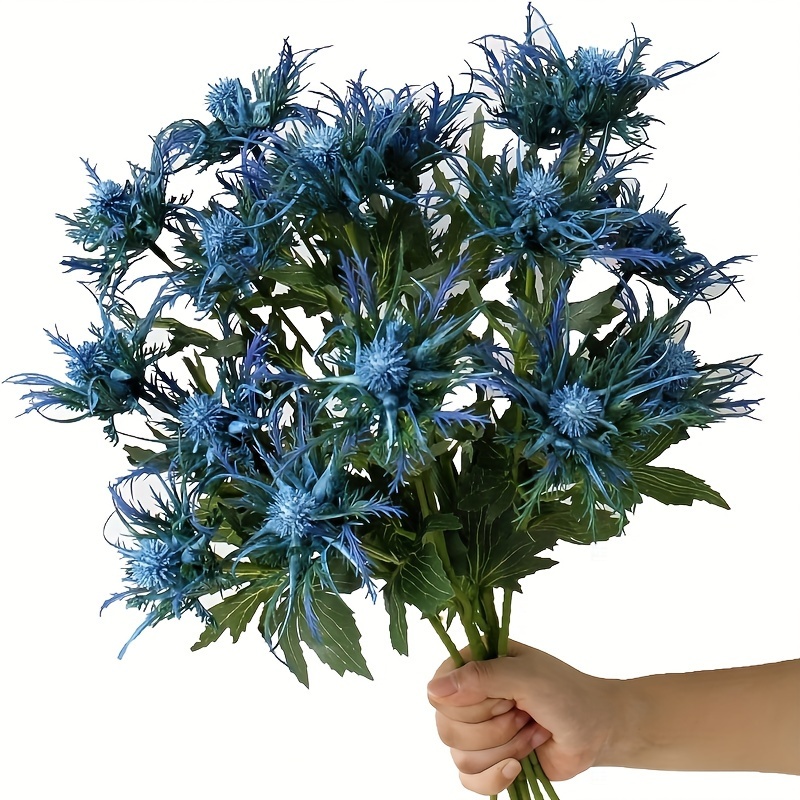 

3 Bouquets Blue Artificial Thistle Flowers, Long Stemmed Silk Thistle Flowers, Realistic Artificial Thistle Plants, Suitable For Home Decoration, Garden Weddings, Offices, Ball Parties, Etc