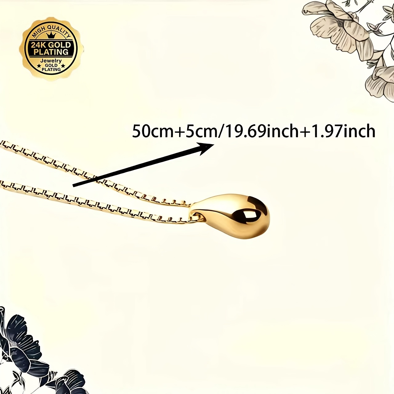 Women's 24K Gold Plated Teardrop Necklace, Daily Wear