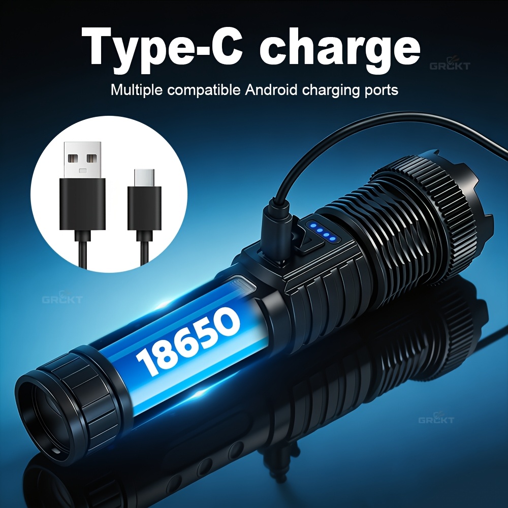 XHP360 High-Power Flashlight with Multi-Color Ambient Side Light
