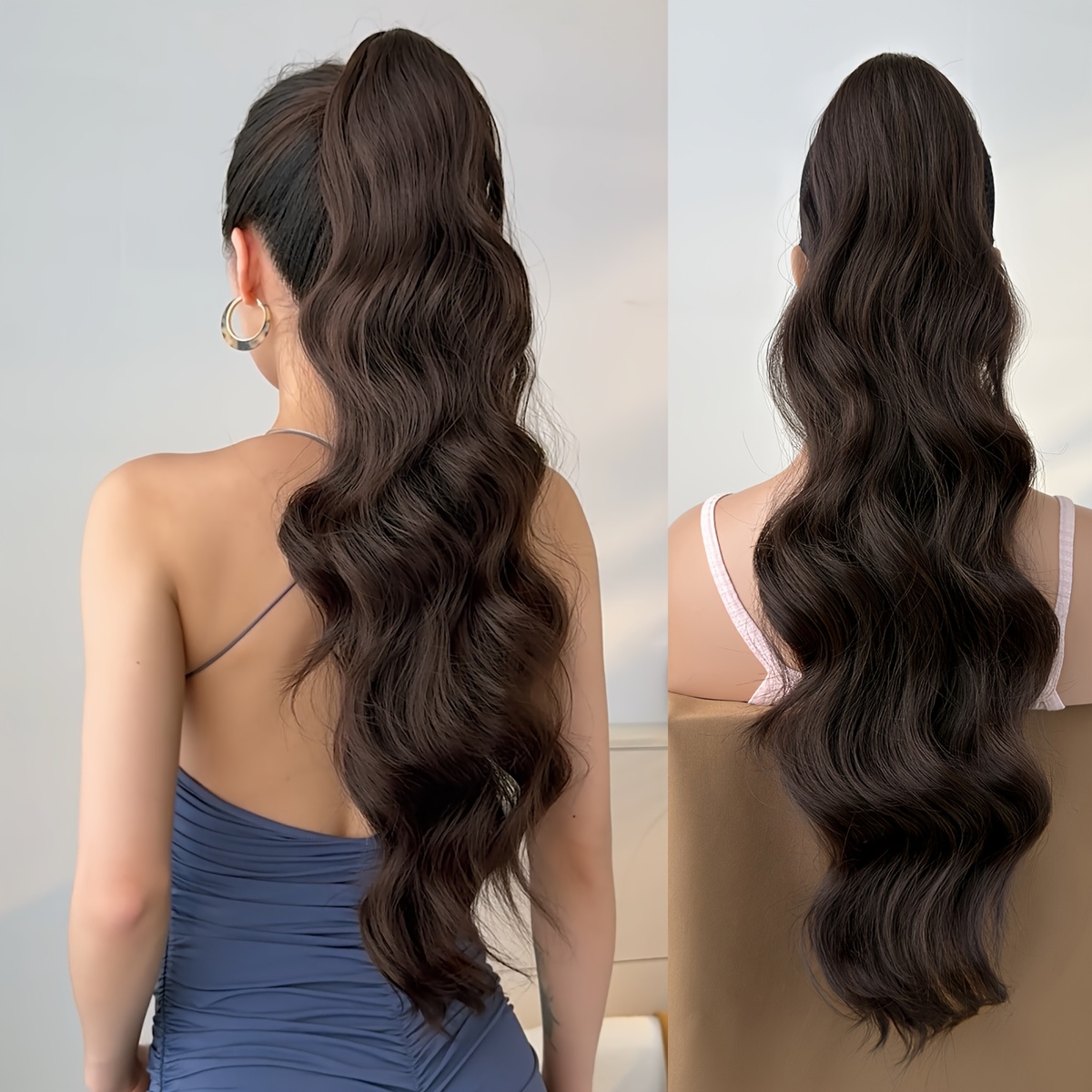 E-shop Eine 71 cm lange (28 Zoll) Haarclip-Verlängerung aus Synthetikmaterial mit Pferdeschwanz-Verlängerung und Kordelzug, für den bei Frauen-