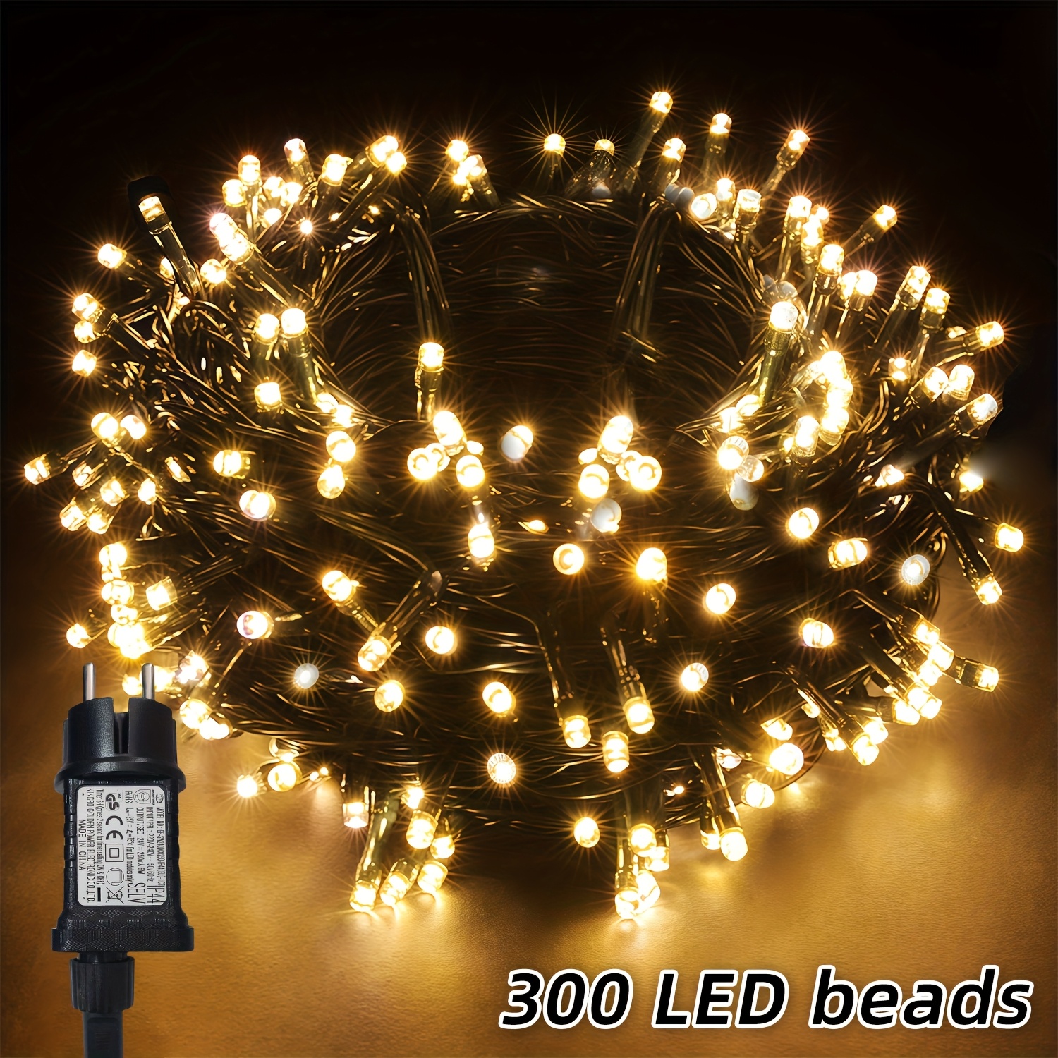 Image of 1 Pack Plug-in Christmas String Lights - 100/200/300 Led Dark Fairy Light Strips With 12 & Memory Timing Function, For Wedding, Party, Bedroom, Porch, Christmas Decorations