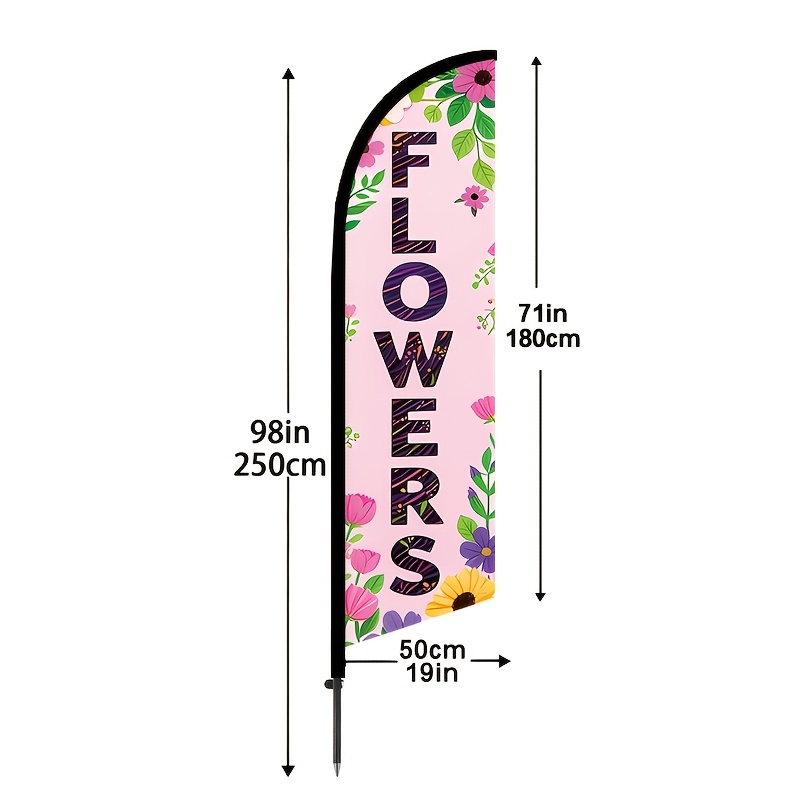 TEMU 1 Set Flower Shop Theme 6.5ft Tall Advertising Flag, , Feather Flag, And , Wind Resistant And Durable, Portable And , Polyester Fiber, Home