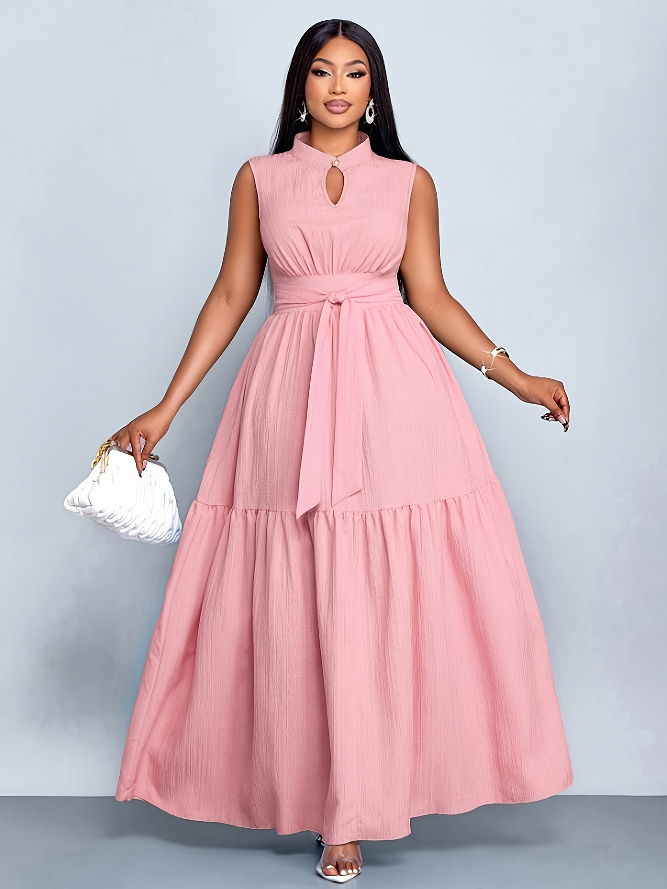 beaded neck maxi dress Chic and Holland while the soft mermaid foxblood Met Gala 2018 Best Color:PINK/ORANGE STRIPE
