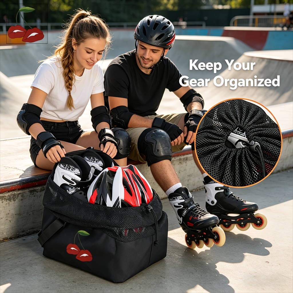 bolsa tote de gran capacidad para patines de ruedas, adecuada para almacenar patines de ruedas y equipo deportivo pequeño, bolsa multiusos para equipo deportivo con diseño de frutas, para   patinetas, zapatillas, cascos, libros