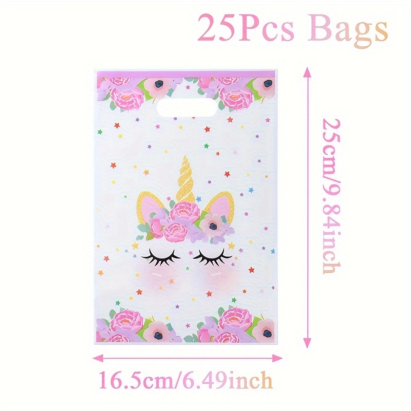 25pcs, Theme Party Handheld Gifts Bag, 16.5 X 25cm 1st Birthday Supplies For Guest Packing Bags, Wedding Party Decor, Happy Birthday Party Decorations, Plastic Bag