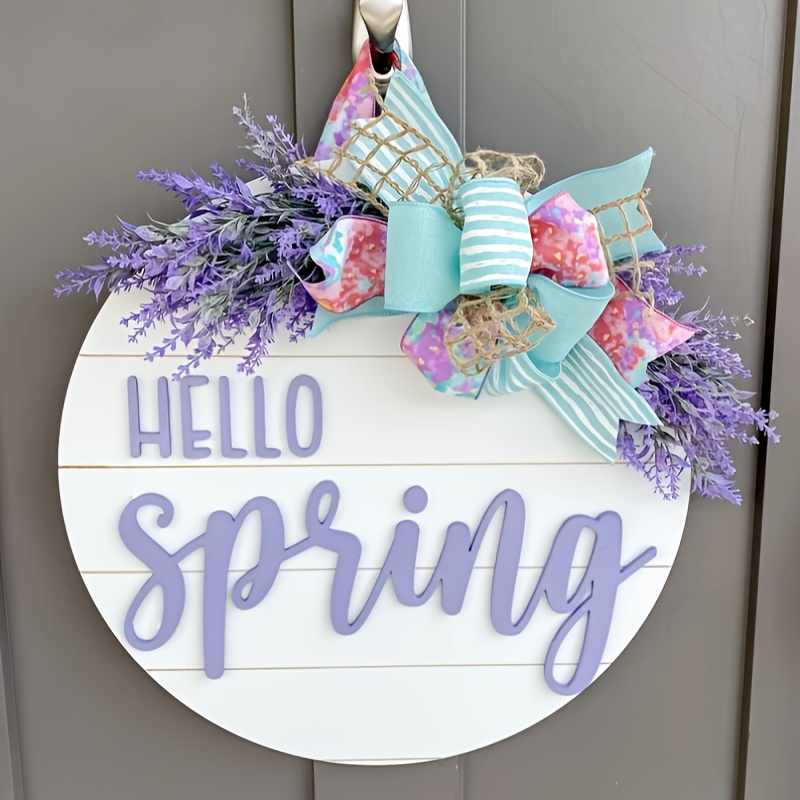 

1pc Rustic Wooden Sign With 3d Letters And Purple Wreath - Farmhouse Style Door Hanging Decor For Home, Porch Welcome Accent, Housewarming Gift - Vintage Door Mount, No Electricity Needed