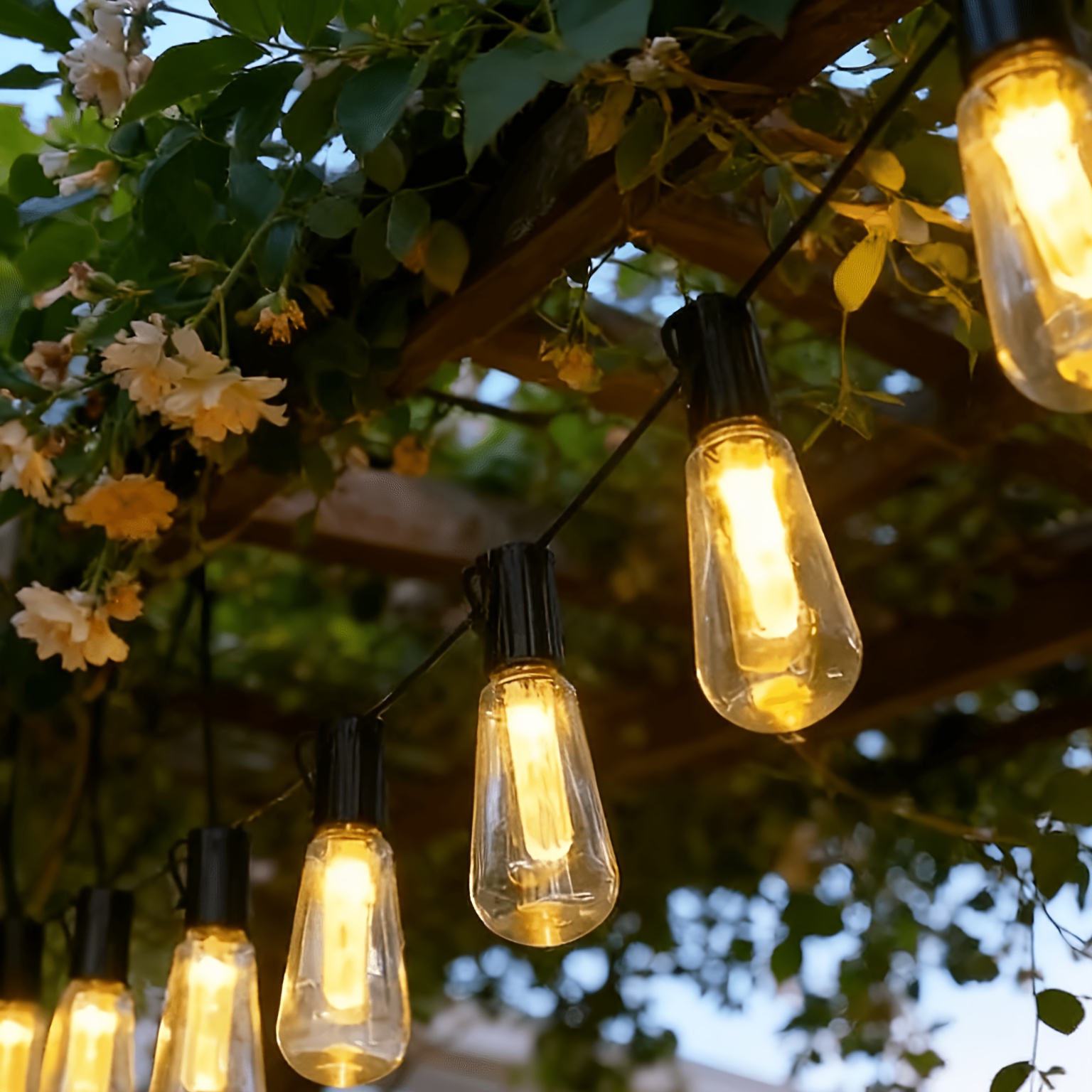 TEMU 1pc, Romantic Papaya Smart String Lights, Solar-powered, 20 Led Outdoor Decorative Lights, Solar Landscape Lights, Led Smart Lights, Smart