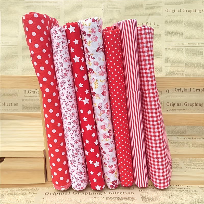 TEMU A Set Of 7 Fabric Squares, Each Measuring 25cm X 25cm - Includes 7 Different Pre-cut Fabric Patterns, Suitable For Quilting, Sewing, And Crafts.