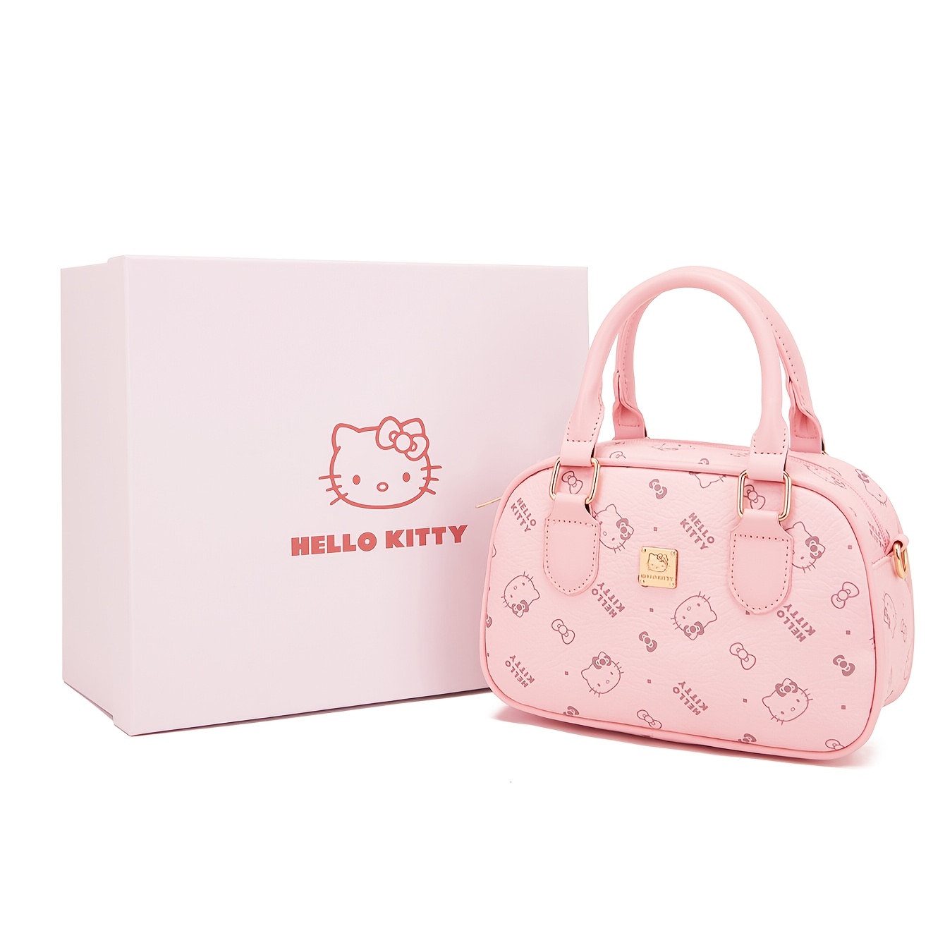 

Chic Sanrio Hello Kitty Handbag - Spacious & Stylish With Detachable Strap, Zip Closure, Leather - Shopping & Travel