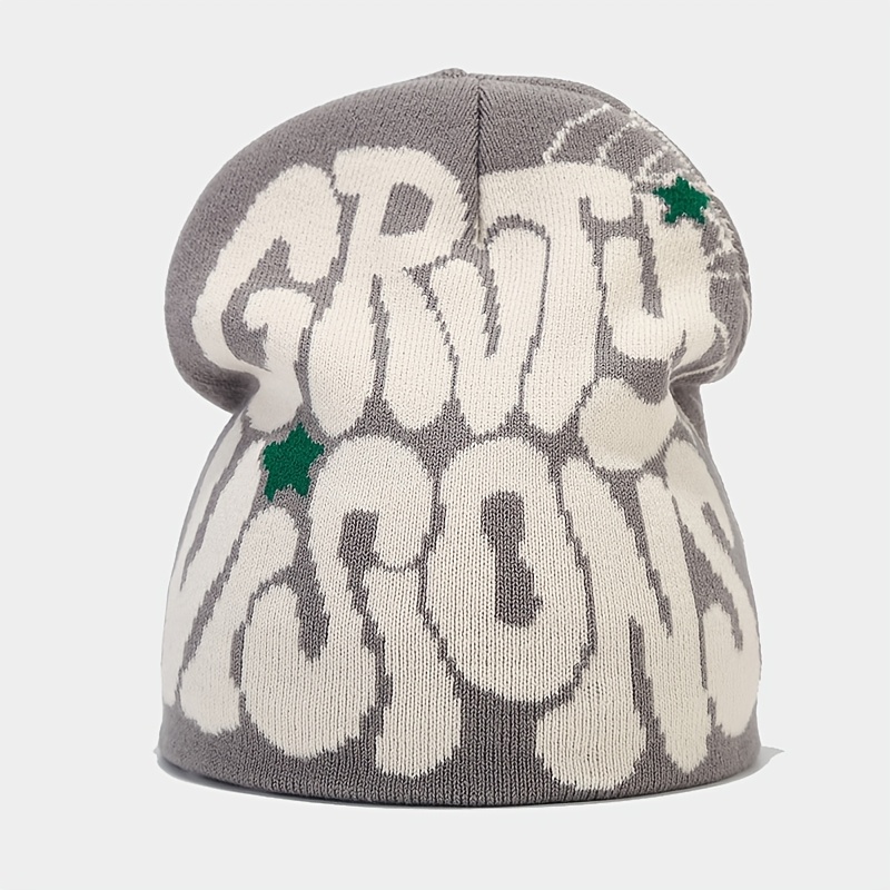 y2k brimless beanie unisex hip hop hat letter jacquard warm - Temu