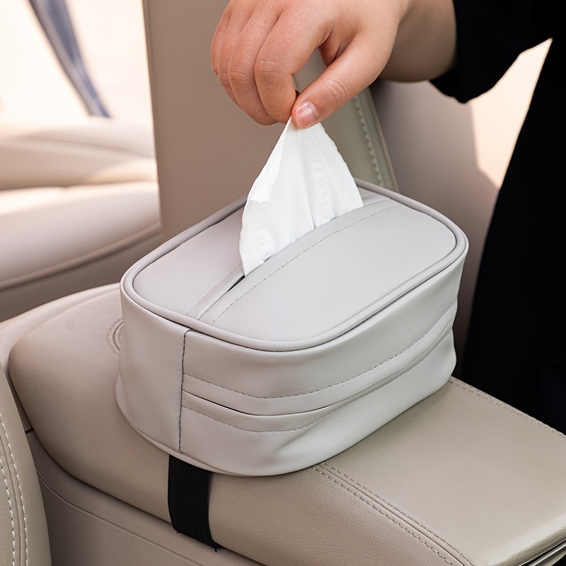car backseat pu leather tissue holder universal fit   hanging paper storage organiser auto interior accessory with easy mounting Product details 5