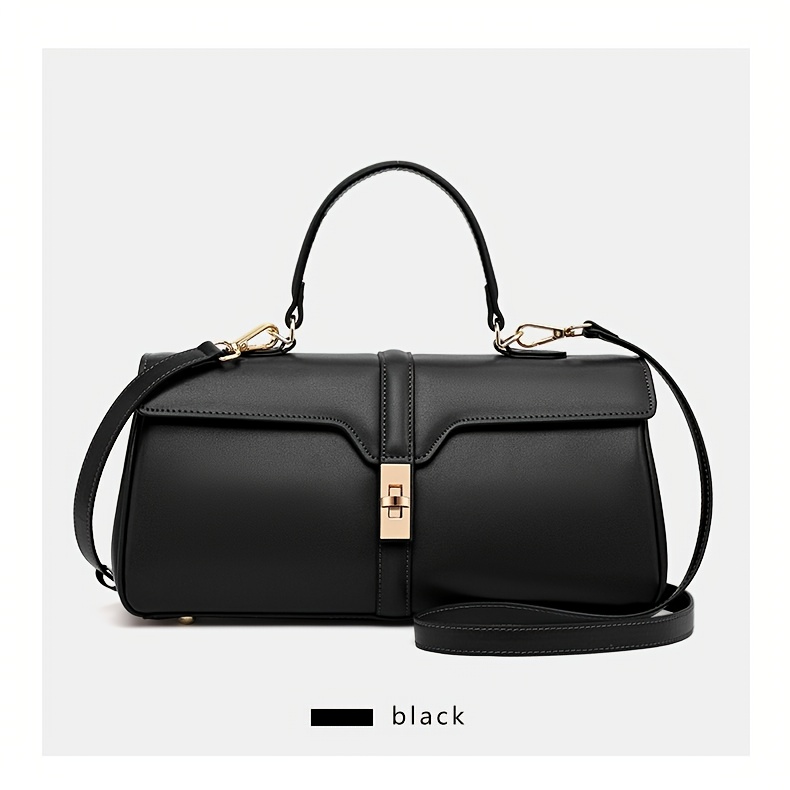 Women's Elegant Large Capacity Handbag - Sophisticated Convertible Clutch, with Golden-Tone Hardware, Zipper Closure, Structured design - Formal & Everyday Use - Available in Deep Brown/Black - Luxury Leather-like Women's Purse