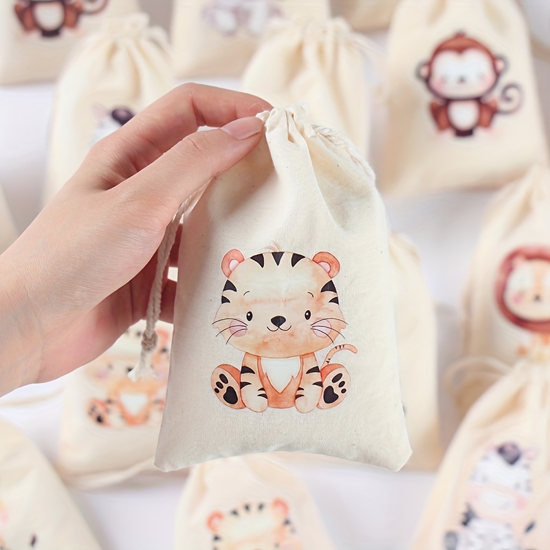 6pcs animal drawstring bags cotton vibrant Temu Canada