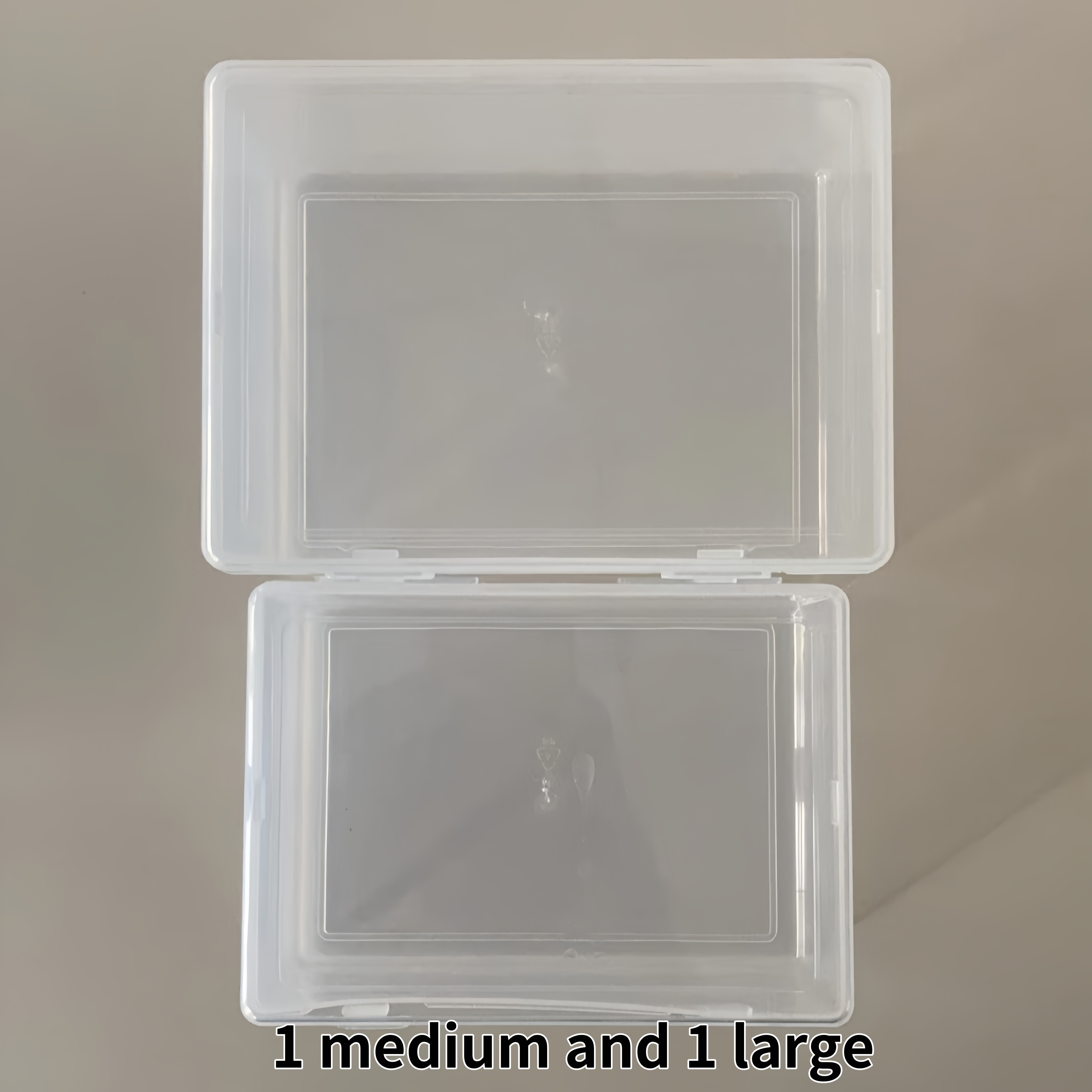 TEMU 2-pack Stackable Clear Storage Boxes With - Contemporary Plastic Organizers With Dual Snap Closures For Cards, Stationery, - Ideal For Desk, Drawer, And Cabinet Organization