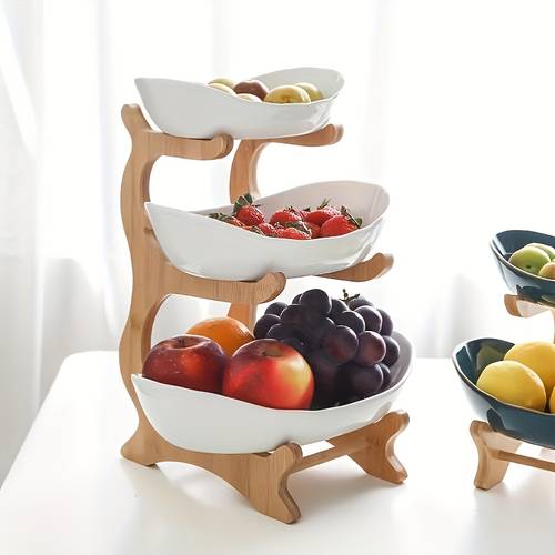 2 3 tier wooden fruit stand luxurious art multi purpose snack tray creative candy display pedestal no electricity required for living room home use