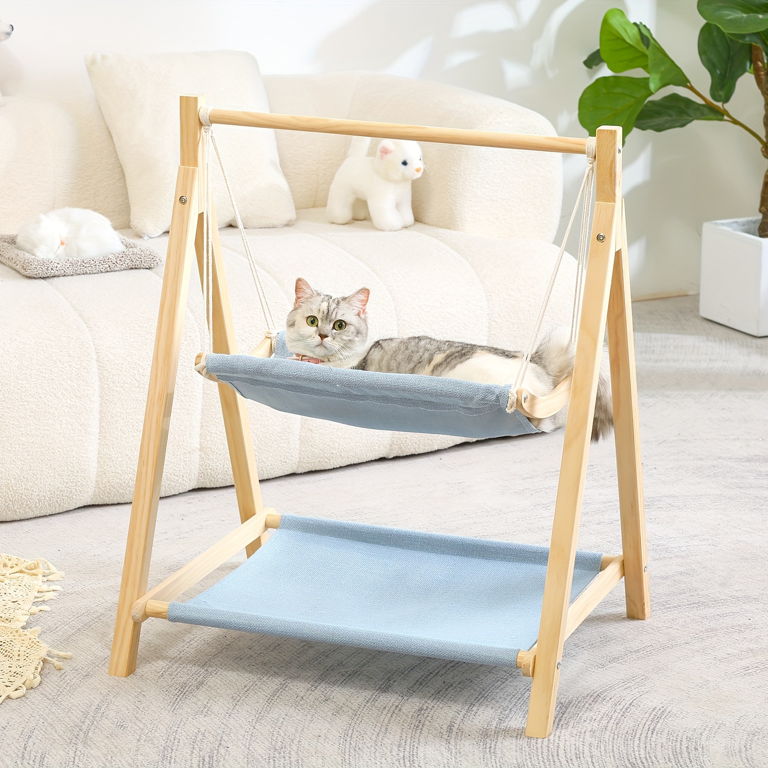 

1pc Wooden Cat Bed Detachable Stand, 26l X 21w X 32h , Elevated , Cat , Pre-assembled Stand