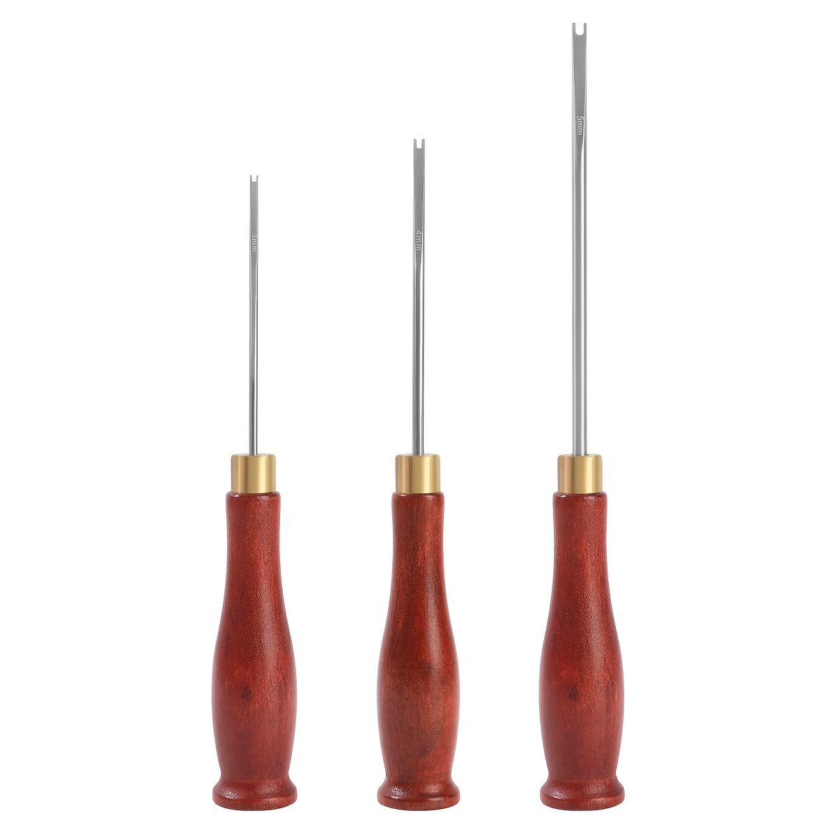3pcs Wooden Handle Crochet Hook Set, Stuffer Tool For Plush Toy Making, Crafting Accessory, Reddish-brown With Crochet Hook For Diy Dolls And Amigurumi, " Day/canada Day" "late Summer Handicrafts"