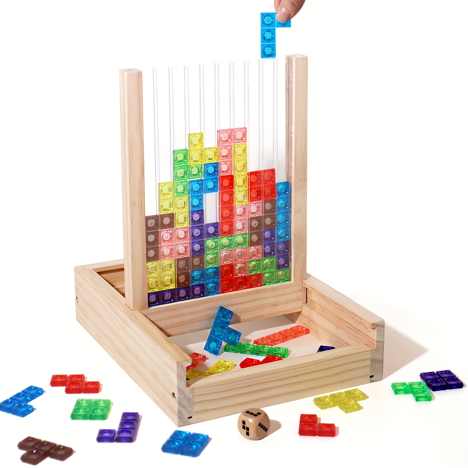 Image of Kids Educational Puzzle Box - Toy With Tower Building, Recycled Wood Construction, Fine Motor Skills & Game, Birthday Or Holiday Gift For Children Ages 3+ Years Old, Interactive Play, Design, Durable