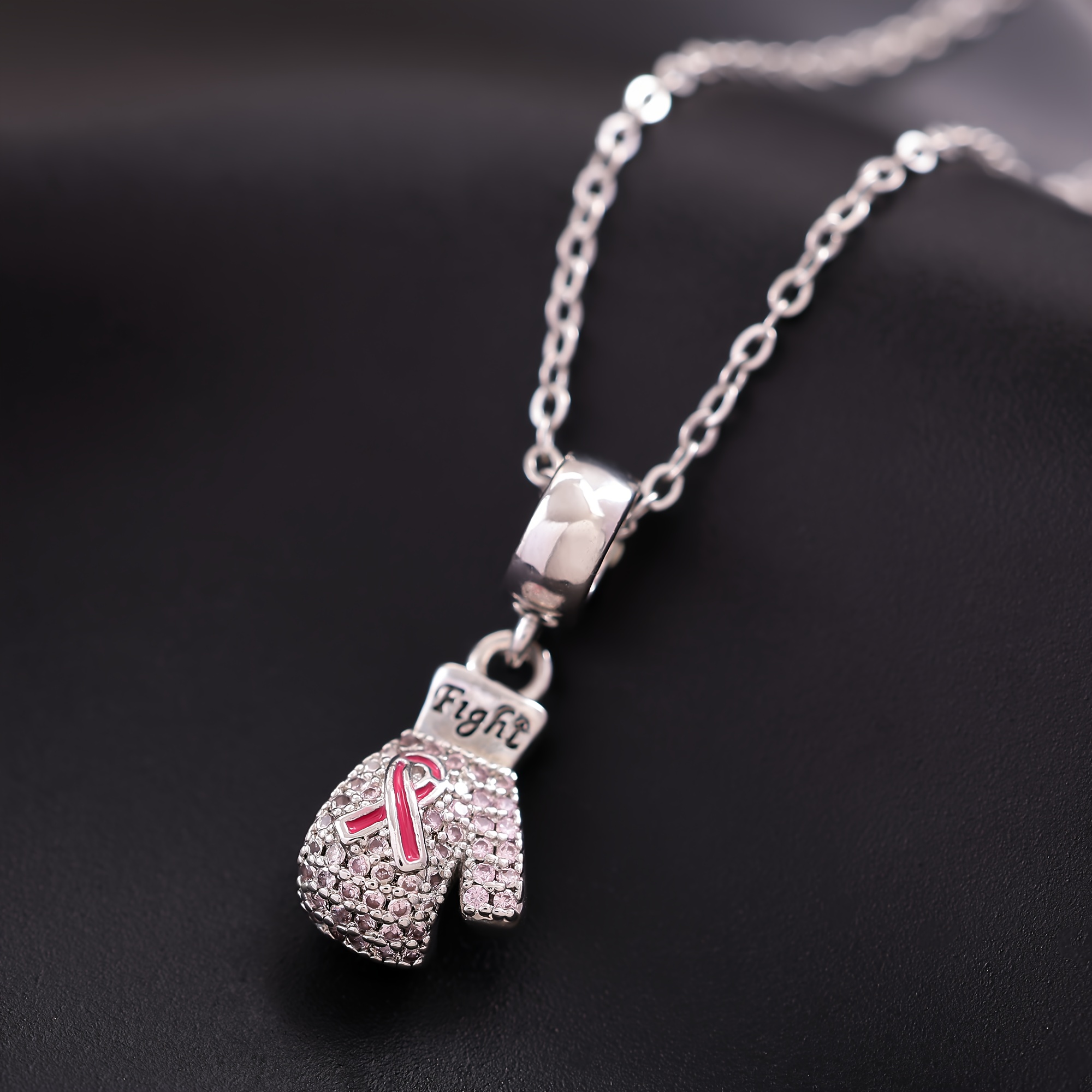 TEMU A Pendant Necklace Made Of Copper, Shaped Like Boxing Gloves, Features A . The Combination Of Ribbon And Element Conveys A Message Of, Symbolizing And Strength. A For Charity Events