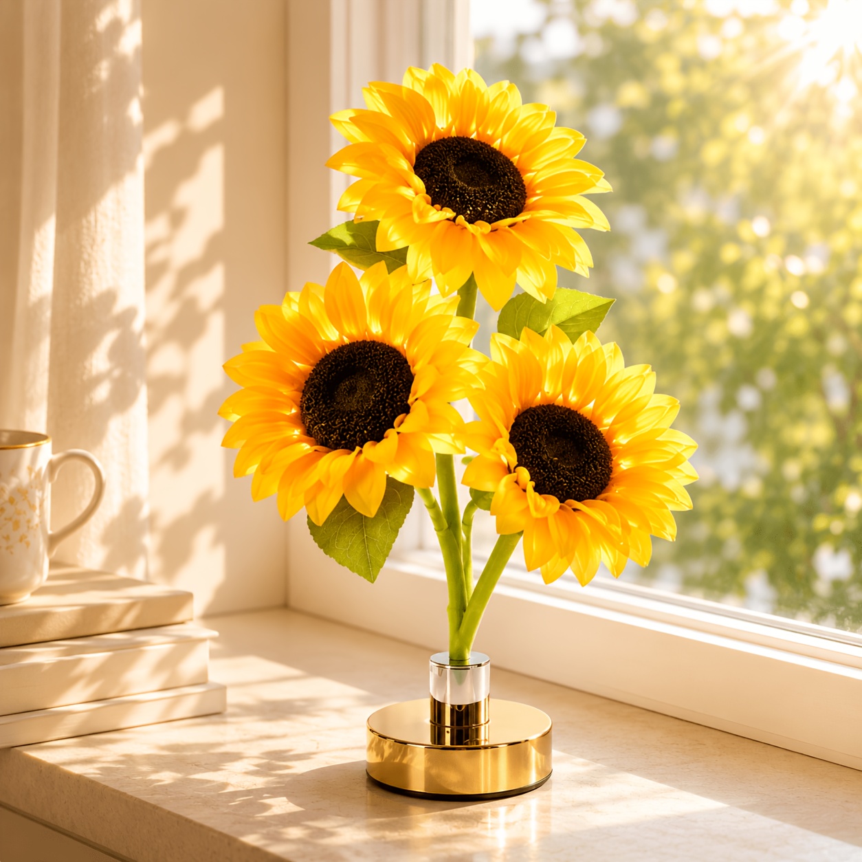 TEMU Rechargeable Sunflower Flower Lamp, Led Floral Night Light For Bedroom, Bedside & Desk, Cozy Sunflower