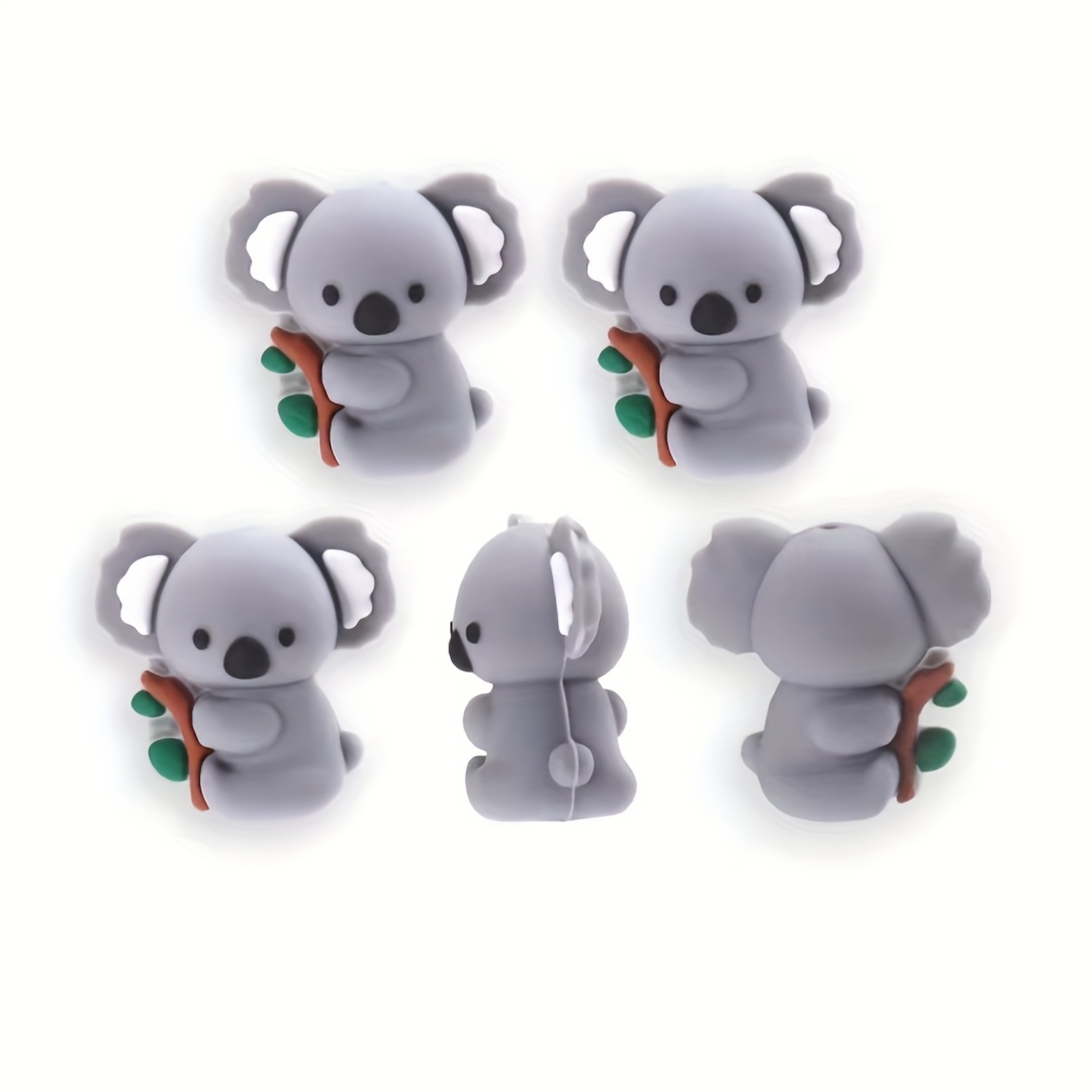 Image of Bead And Beads Assortments 5pcs Silicone 3d Koala Beads For Jewelry Making Creative Special Beaded Pens Decors Bracelet Handmade Craft Supplies