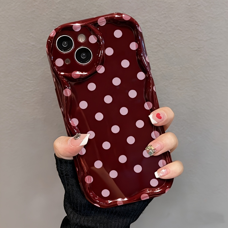 TEMU Phone Case - Large Polka Dot Wavy Edge Phone Case, Compatible With Iphone 17/17 Air/16/15/14/13/12/11 Pro Max/xr/xs/xs , Popular Birthday Gift,