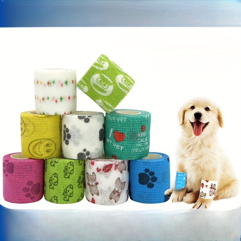 6pcs Mixed Colors Pet Vet Wrap Self Bandage, Non-woven Pet Elastic Bandages, Wrap Tape For Wrist, Ankle Sprains & Swelling
