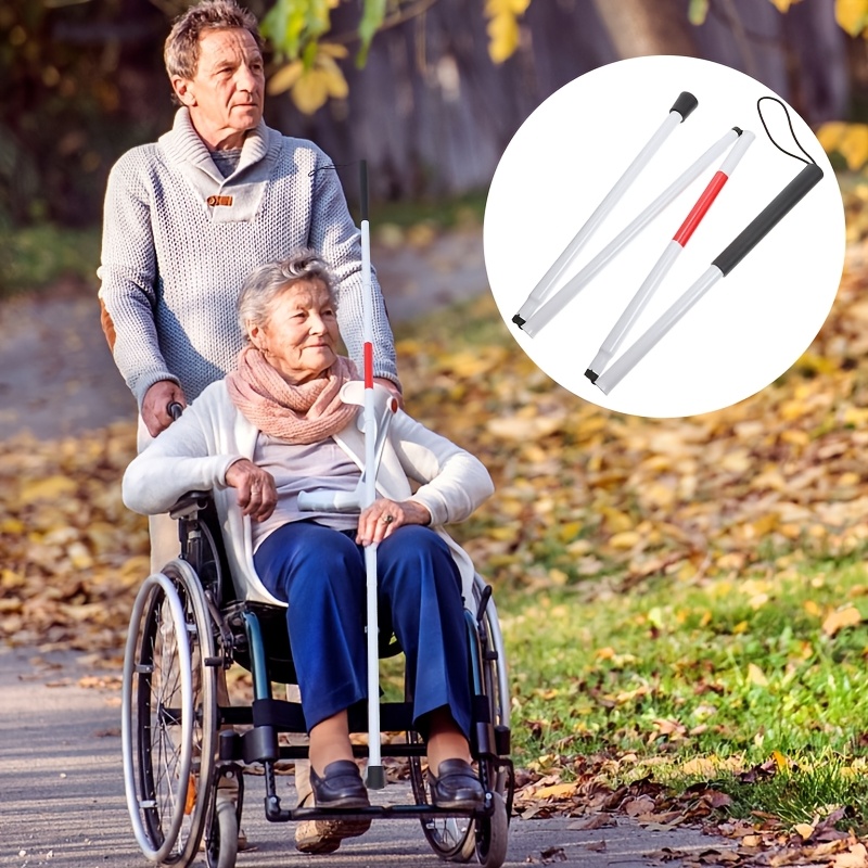 

Aluminum Alloy Folding Stick, , Reflective White & Red, Anti-slip Trekking Poles For Elderly, Blind, And Vision Impaired