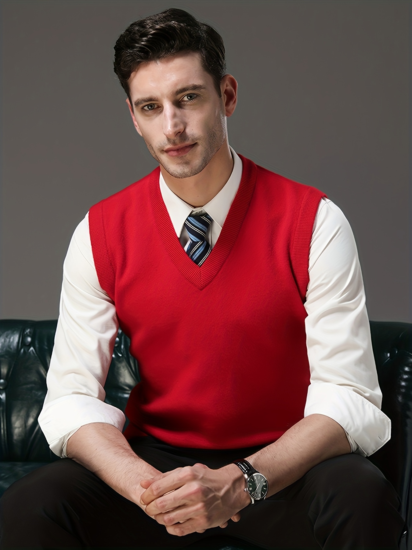 Golden Berry Lost Mary Flavor Men's Designer Wool & Cashmere Dress Sweater  in Red, 4X-Large / Red