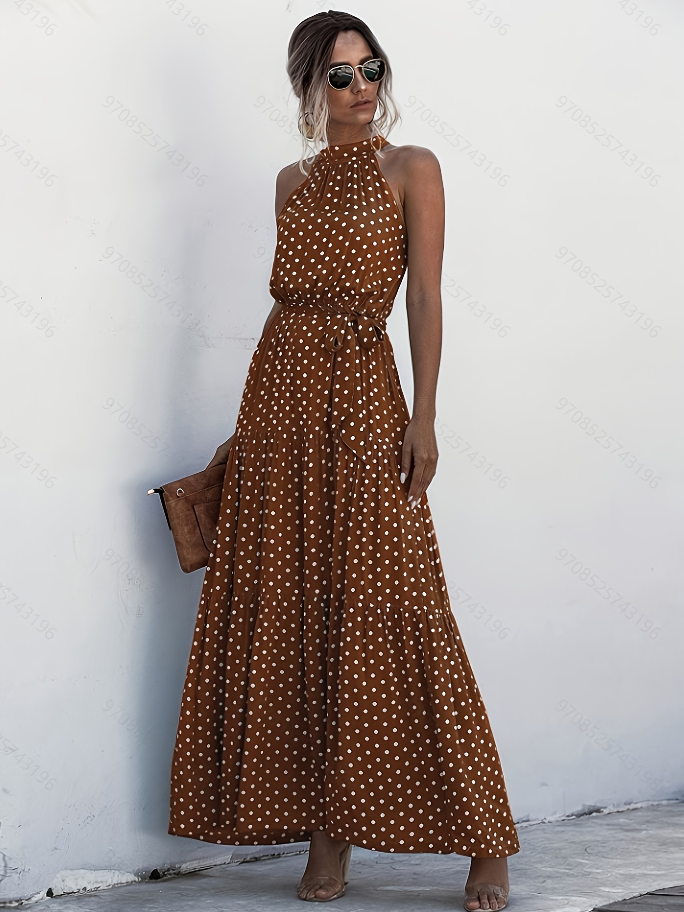 brown strapless midi dress Pleated Bodice Strapless Midi Sundress Black / Large