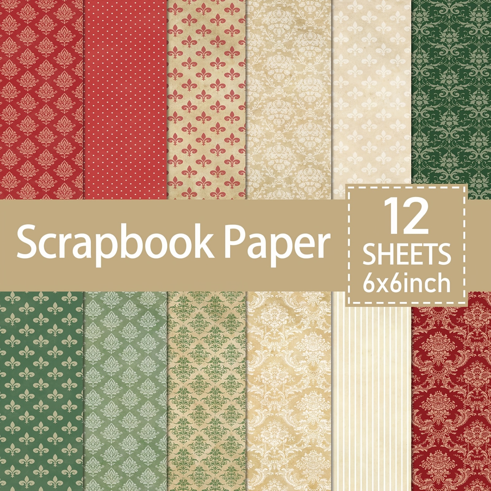 TEMU da 12 fogli di carta da classica per scrapbooking - Cartoncino per artigianato festivo 6x6 pollici, decorazione per scrapbooking, di carta per