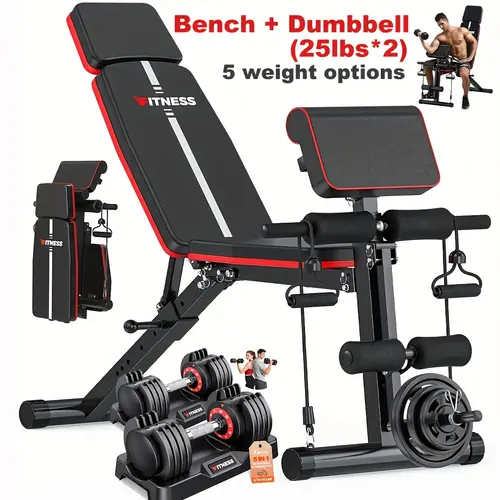 weight bench with weights sold on Temu United States