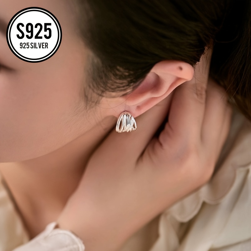 Hypoallergenic Semi Circular C Stud Earrings Mother's Gift
