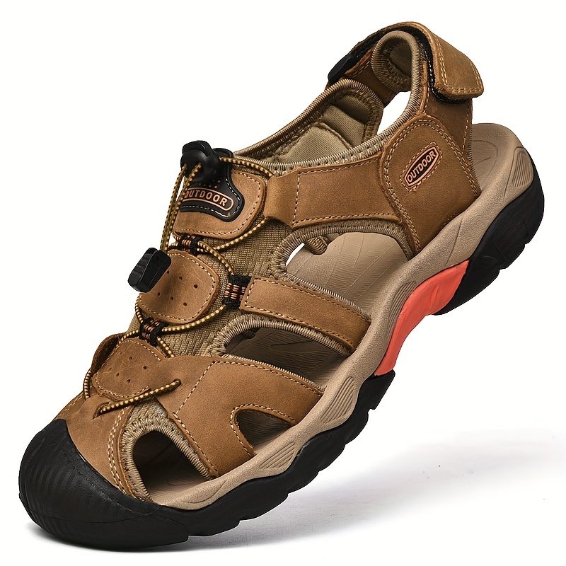 mens trendy comfortable hollow sport sandals breathable non slip sandals for outdoor   wading hiking spring and summer 0