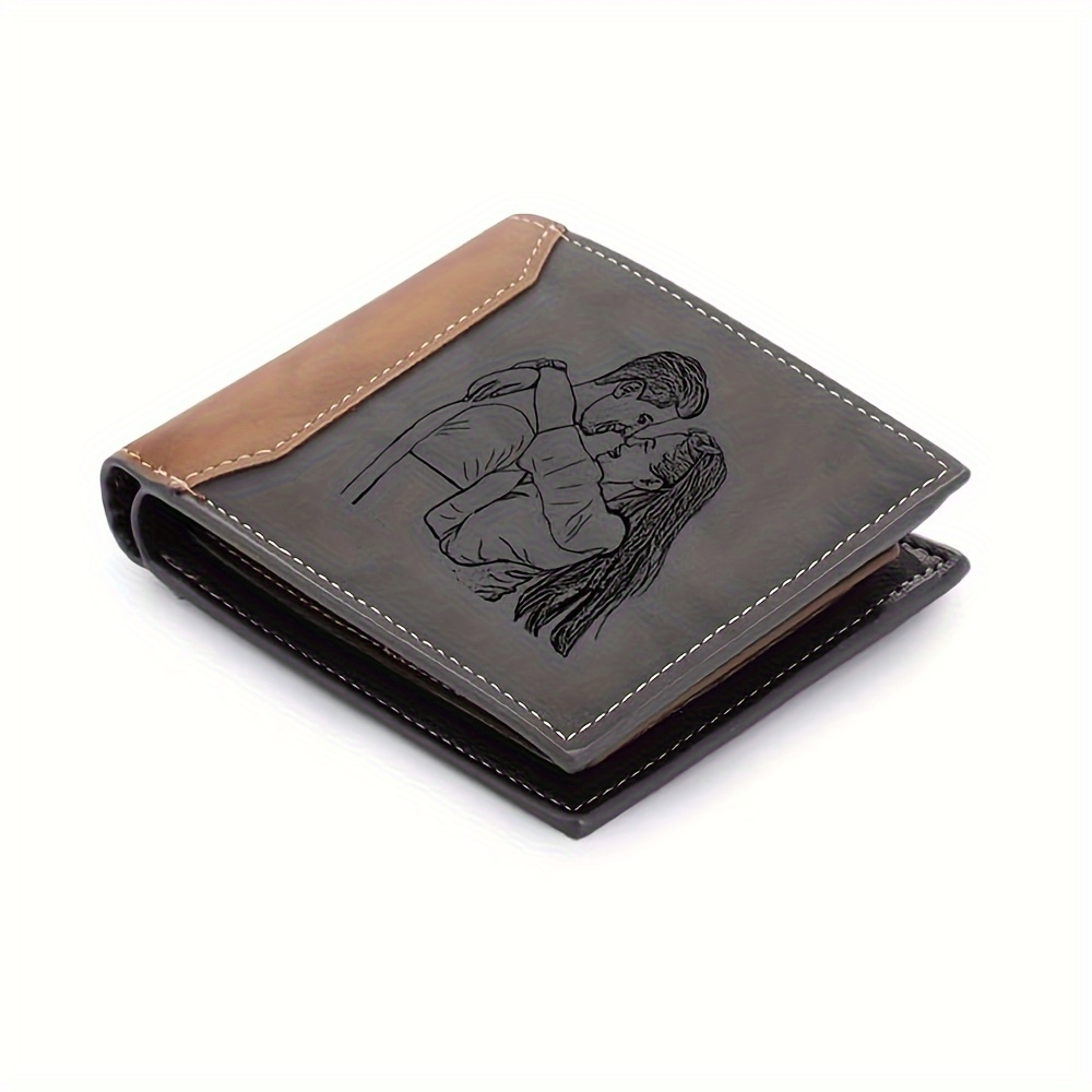 

Personalized Men' With Custom Photo & Engraved Name - Elegant Leather, Design - Perfect Gift For Husband Or Boyfriend