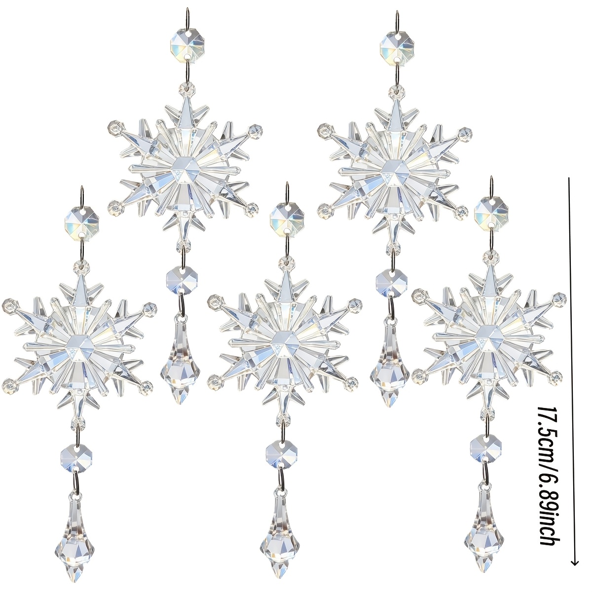 TEMU 5pcs Snowflake Ornaments, Christmas Tree Hanging Decorations, Suitable For Holiday Decor, Outdoor Decor, Home Decor, Party Decor, Wedding Decor,
