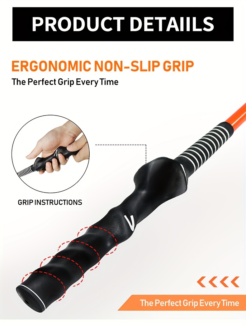 1pc double grip golf swing trainer improve flexibility tempo rhythm balance and strength swing correction grip for chipping driving and hitting details 2