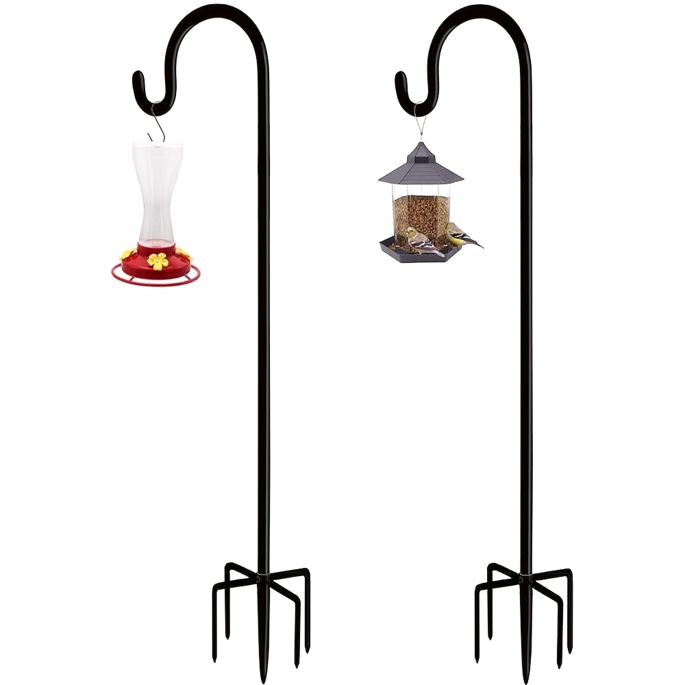TEMU 2er-Set Schwerlast 160 cm Garten-Hirtenhaken für den Außenbereich - Verstellbare Vogelfutterständer mit 5--Basen, einfache Installation für