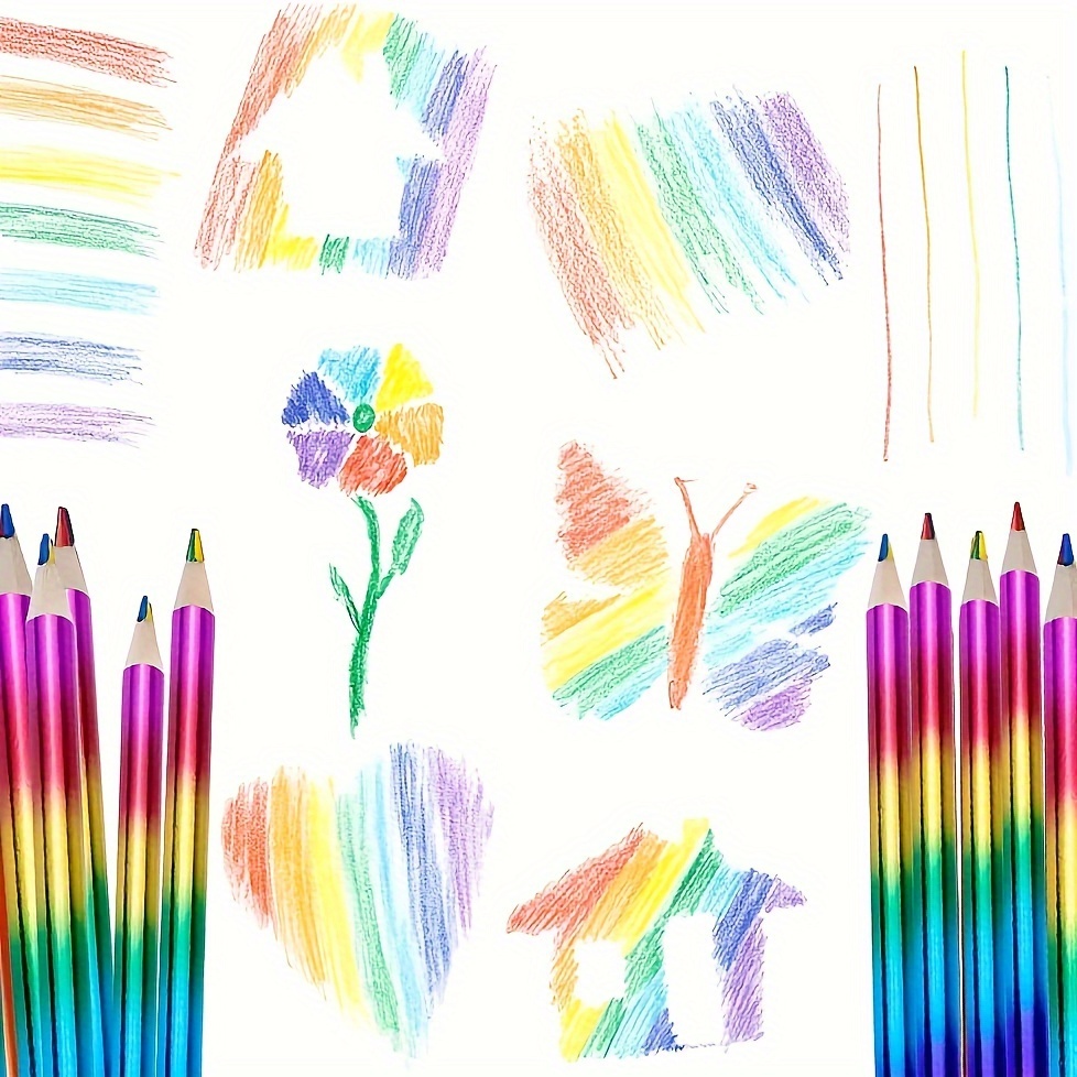 Rainbow Colored Pencils, 4 Color in 1 Rainbow Pencil for Kids