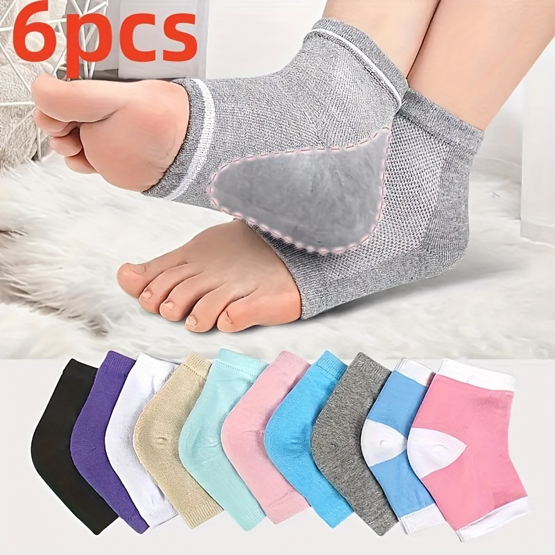 

2/4/6pcs/set Women's Gel Heel Socks, Open Toe Moisturizing Socks For Dry Cracked Feet, Non-slip Breathable Spa Socks With Gel Lining, Assorted Colors