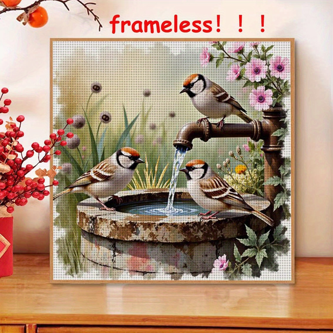 TEMU 1 kit de point de croix cadre 11CT - oiseaux , idéal pour les adultes et les débutants pour se détendre, kit de broderie , comprenant des tissus