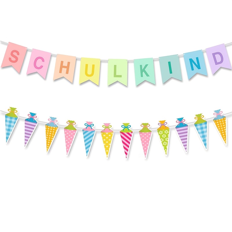 Image of 21pcs/set Hukuma Back To School Party Banner Decorations, School Garland Banner Colorful, First Day Of School Decorations Banner. School Decorations Banner, First Day Of School Decorations