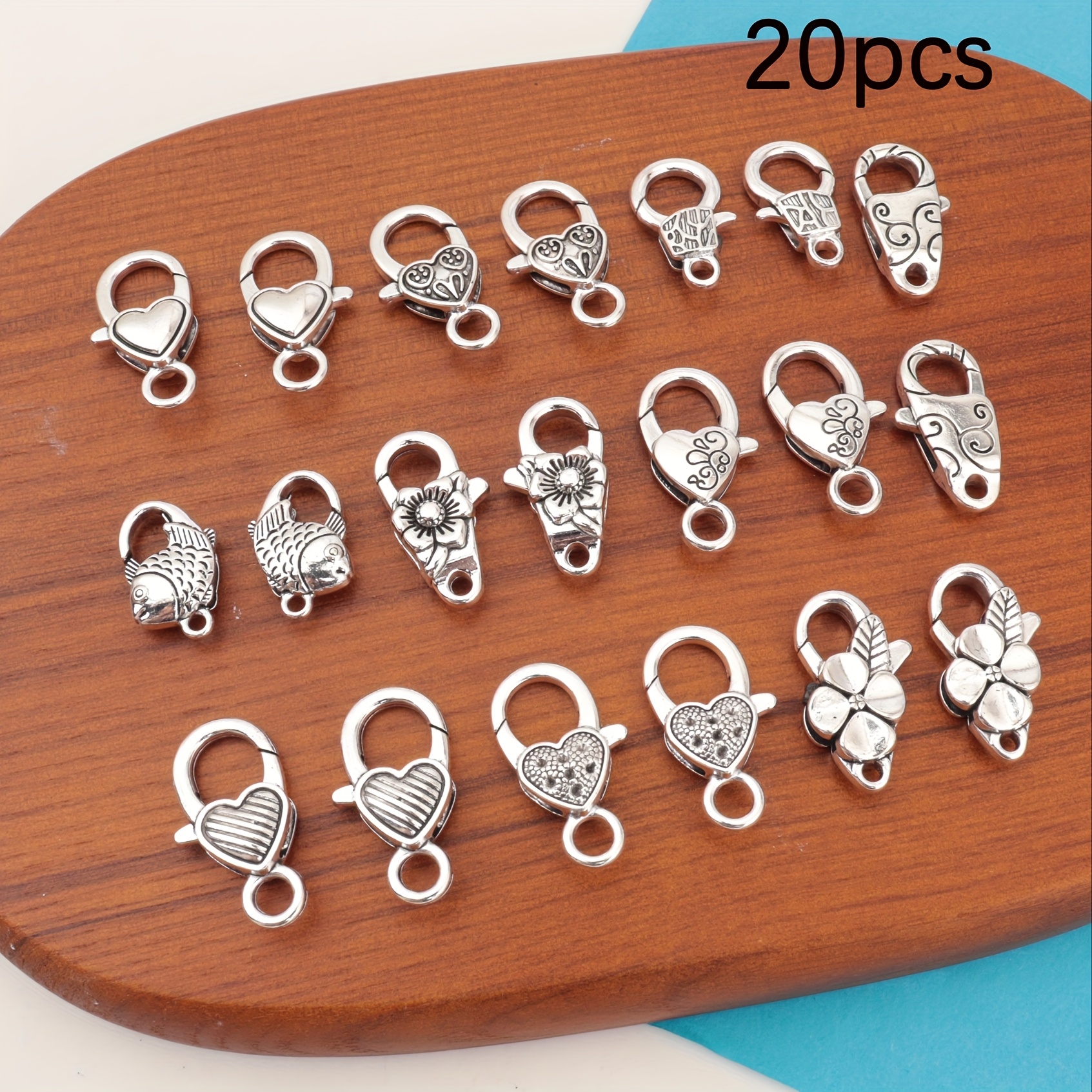E-shop 20 Zufällige Mischung Legierung Einzigartige Form Exquisites Muster Karabinerverschluss Armband/Halskette/Schlüsselanhänger/Hängeornament