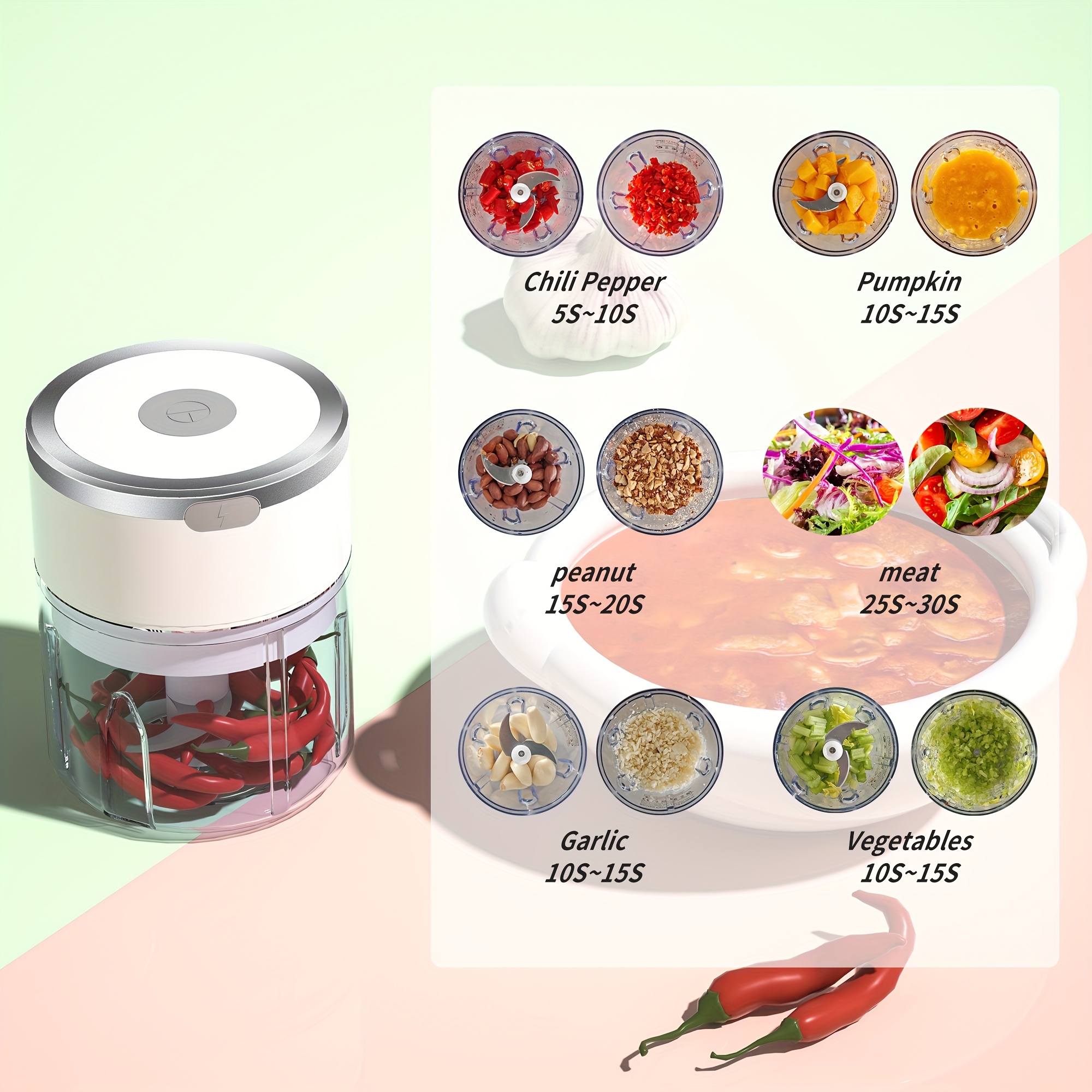 8 45oz automatic electric garlic masher meat grinder multifunctional kitchen food processor with rechargeable battery portable for meat grinding stuffing and   preparation modern kitchen gadget durable plastic body garlic press Product details 4