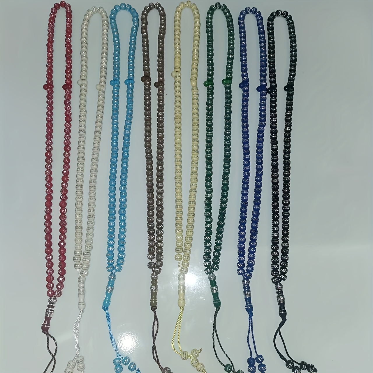 8pcs Set Of 99 Middle Eastern Beads, Rainbow-colored Acrylic Beads, Bracelet, Color May Slightly With Each Batch