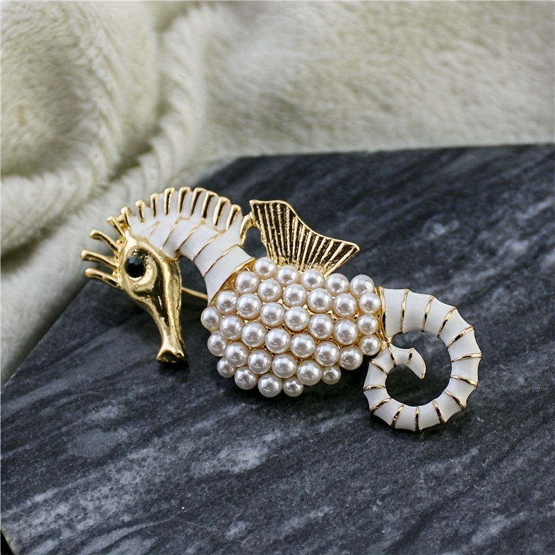 TEMU Broche animale en alliage tendance et polyvalente avec motif goutte d'huile, pin's Seahorse