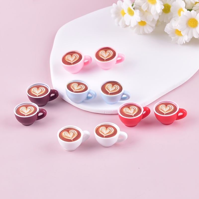 

10pcs Mini Latte Cup Charms, 3d Resin Pendants For Making, Earrings, Necklaces, Craft Accessories