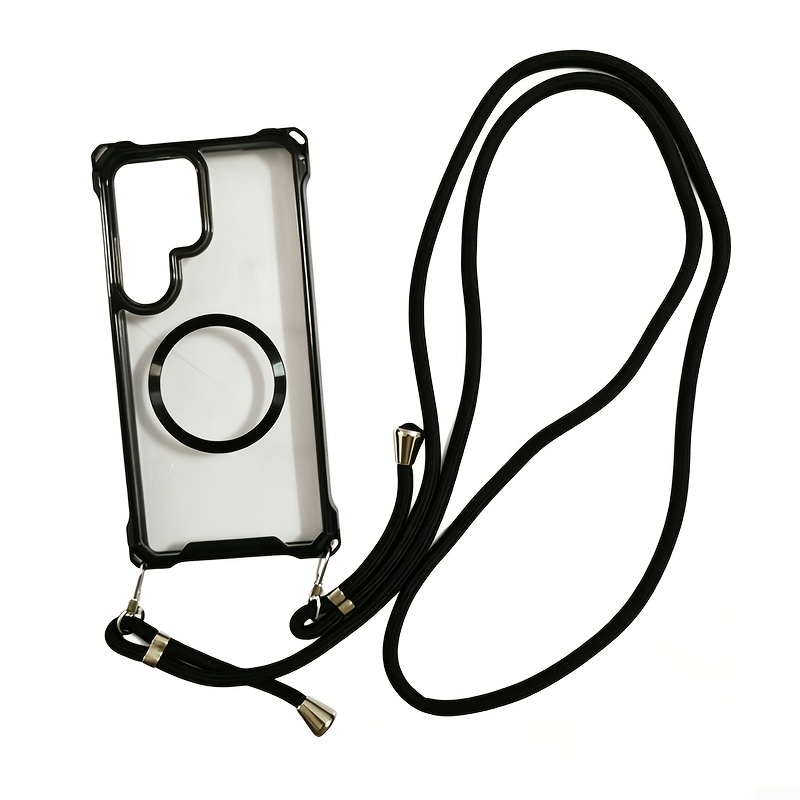 TEMU Phone Case - Large Hole Magnetic Hanging Rope Phone Case For S26 Ultra Traveler Anti-drop Protective Cover